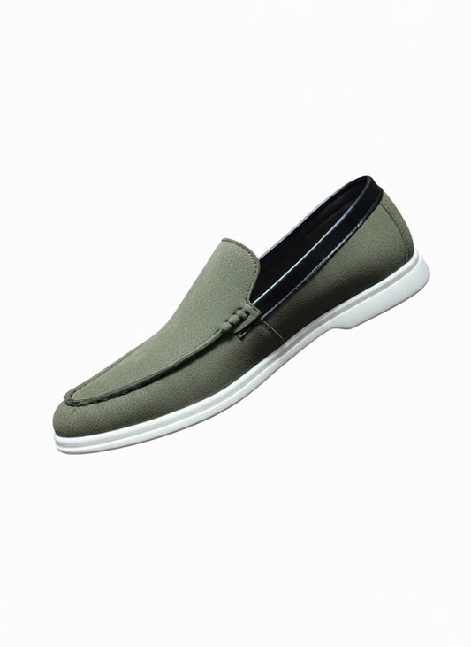 Green Suede Loafer with White Sole