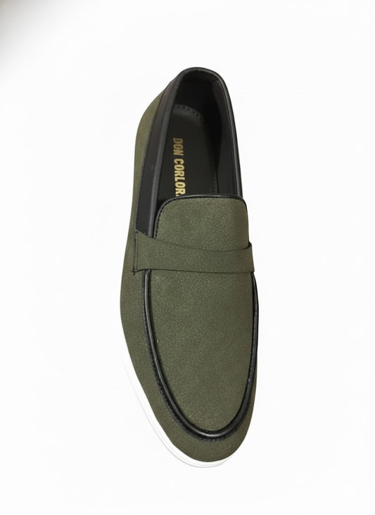 Men's Olive Green Loafers.